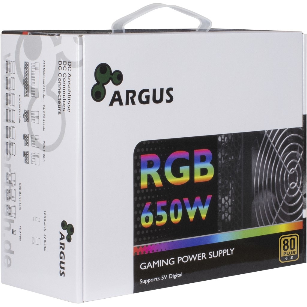 Inter-Tech Argus RGB-650W CM II Alimentatore per Computer ATX 650W 20 4 pin Nero