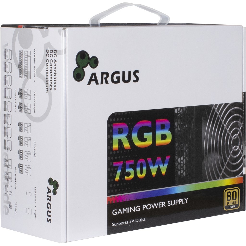 Inter-Tech Argus RGB-750W CM II Alimentatore 750W ATX 20 4 pin Nero 80Plus Gold