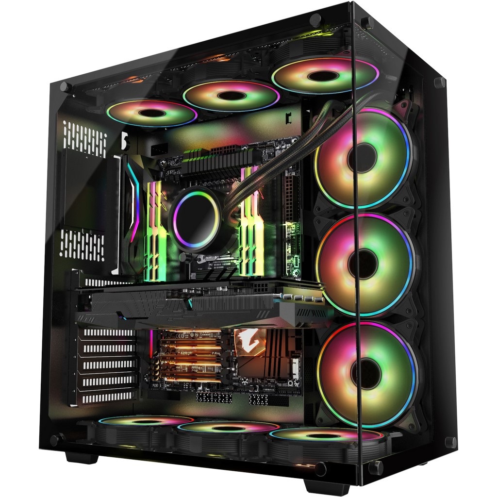 Inter-Tech C-701 Panorama Full Tower Nero - Case PC in Metallo e Vetro Temperato, Compatibile con ATX, ITX e Micro ATX