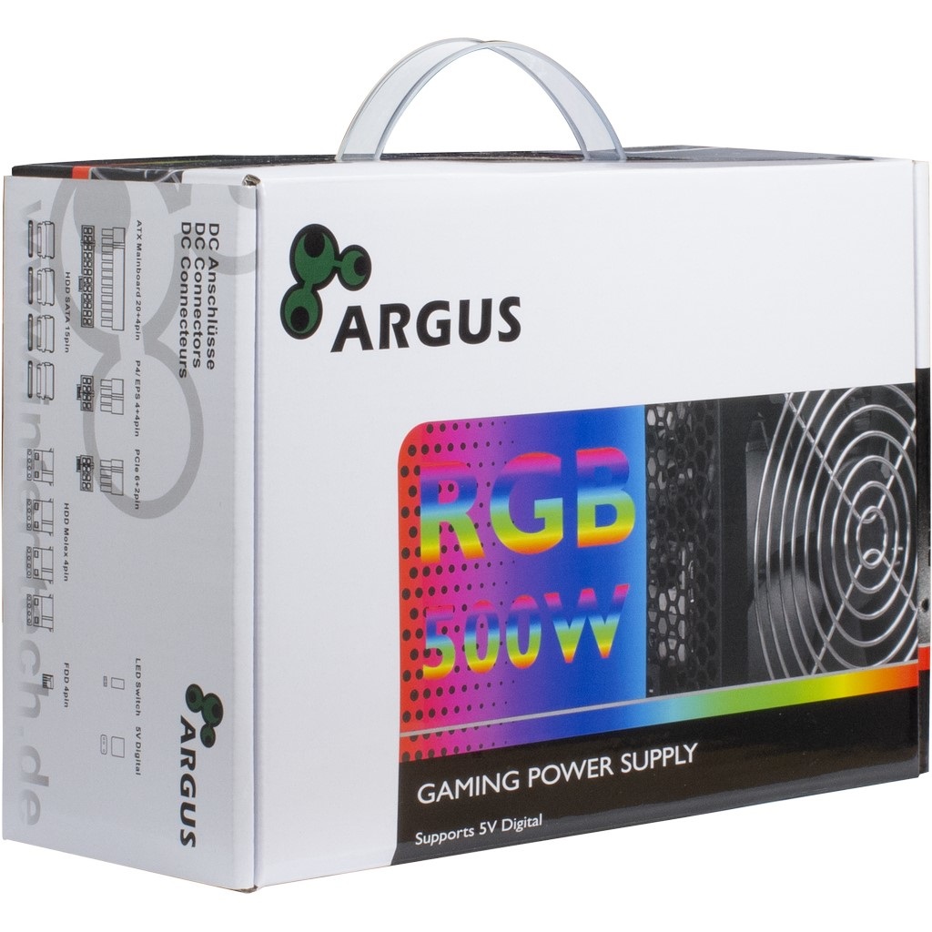 Inter-Tech Argus RGB-500W II Alimentatore per Computer 500W 80 PLUS Bronze 20 4 pin ATX Nero con Ventola RGB