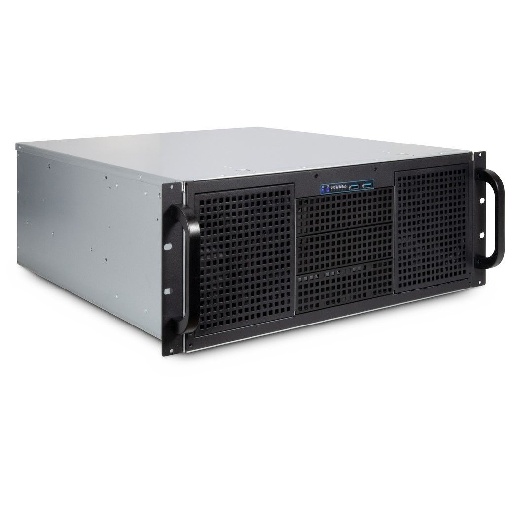 Inter-Tech 4U 40248 Supporto Server Nero e Grigio con Ventole da 120 mm e 80 mm