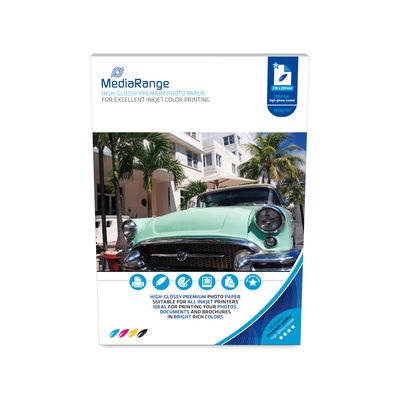 Mediarange Carta Fotografica A4 Premium Glossy Lucida 180 g/m² 9600 DPI - Confezione da 50 Fogli