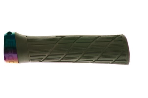 Ergon GE1 Evo Factory Slim Manopole per Bicicletta - Verde Frozen Moss/Colliers Oil Slick, Unisex, Taglia Unica, Ottimo Grip e Supporto Ergonomico