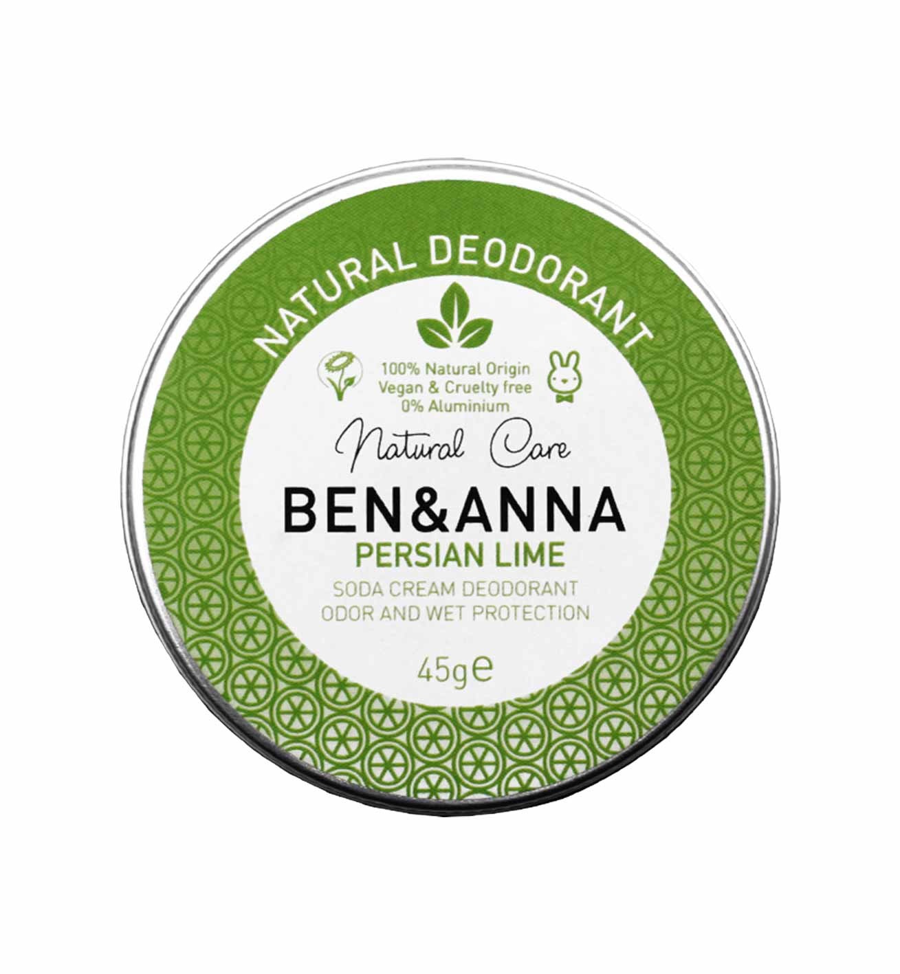 Ben & Anna Crema Deodorante Naturale Persian Lime 45 g - Scatola di Metallo, Protezione Affidabile e Freschezza