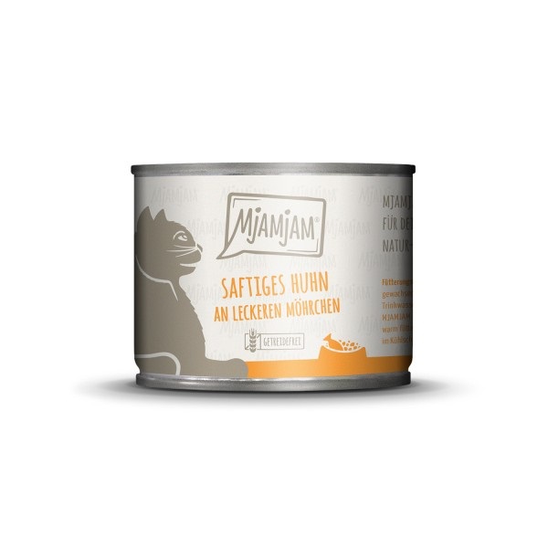 MjAMjAM Cibo Umido per Gatti - Pollo Succoso su Carote, 200 g, Senza Cereali, Monoproteina e Naturale