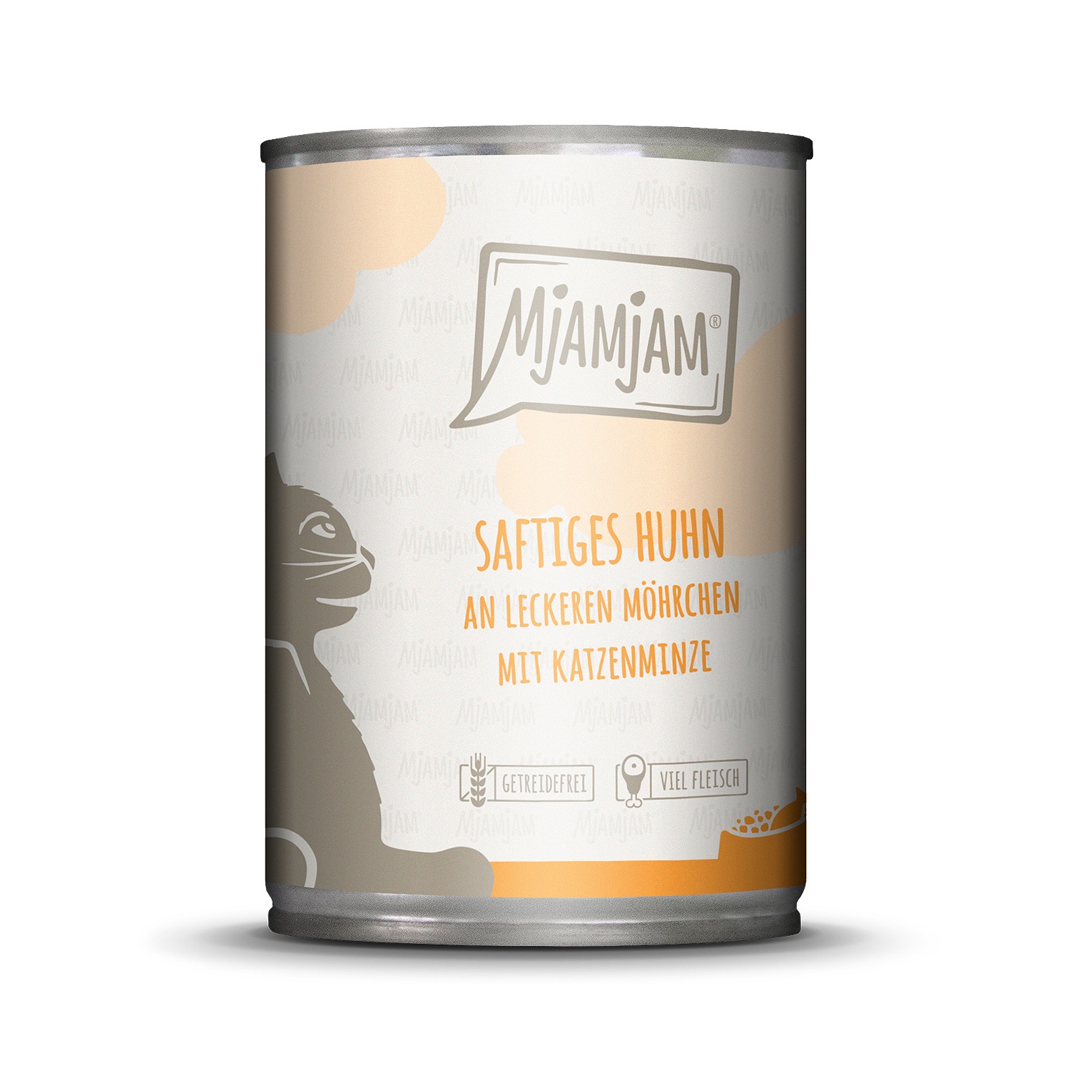 MjAMjAM Cibo Umido per Gatti - Pollo Succoso su Carote, 400 g, Senza Cereali, Alta Percentuale di Carne, Monoproteina