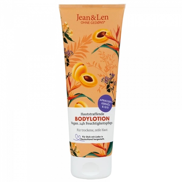 Jean & Len Lozione per il Corpo 250 ml - Olio di Nocciolo di Albicocca e Q10, Idratante e Rassodante per Pelli Secche e Mature, Senza Parabeni e Siliconi, Formula Vegana