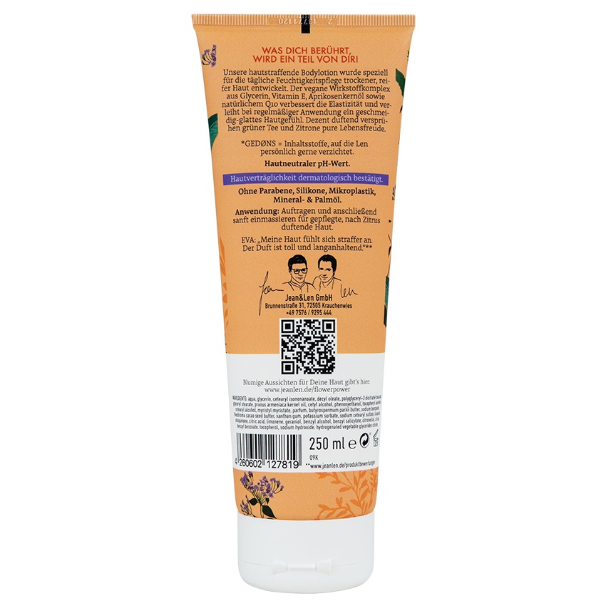 Jean & Len Lozione per il Corpo 250 ml - Olio di Nocciolo di Albicocca e Q10, Idratante e Rassodante per Pelli Secche e Mature, Senza Parabeni e Siliconi, Formula Vegana