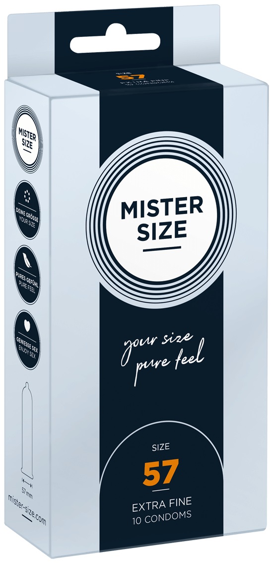 MISTER SIZE Preservativi 57 mm - 10 Pz Ultra Sottili e Lisci, Vestibilità Su Misura per Maggiore Sensibilità