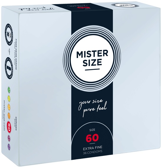 MISTER SIZE Preservativi 60mm - 36 PZ, Extra Sottili e Lisci, Vestibilità Perfetta per Circonferenze 13,5-14,5 cm