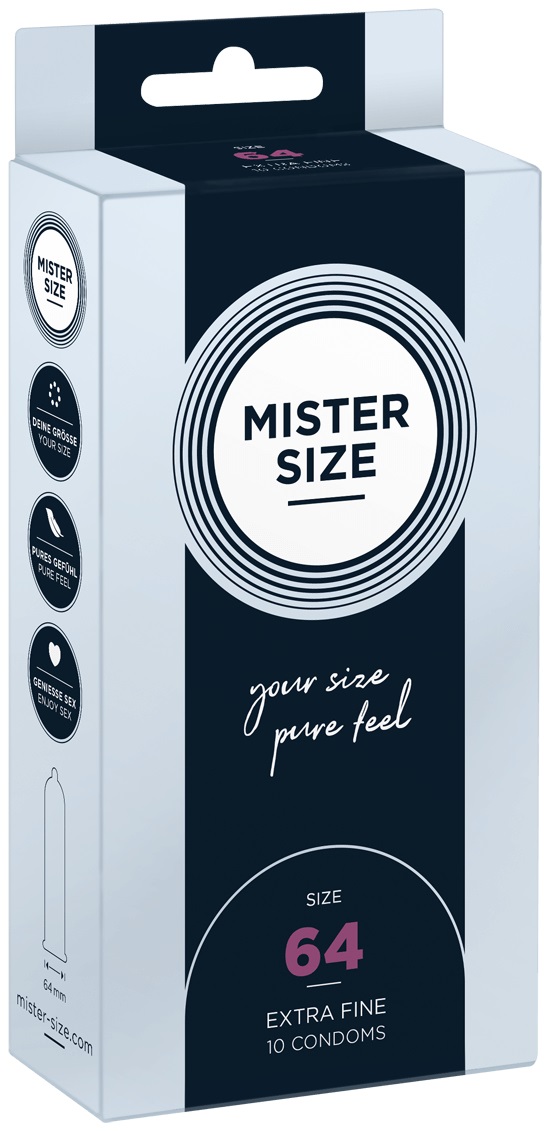 MISTER SIZE Preservativi 64mm - 10 PZ Ultrasottili, Trasparenti e Lubrificati per Comfort Extra