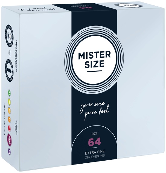 MISTER SIZE Preservativi 64mm - 36 PZ, Ultrasottili e Lubrificati per Comfort Extra