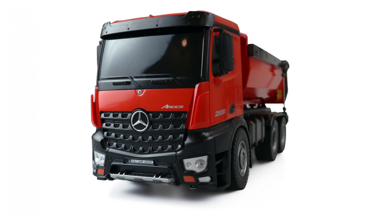 Amewi 22407 Mercedes-Benz Arocs Elettrico Camion RC 1:18 Pronto all'uso (RTR) con Batteria, Caricatore, 10 Canali Controllabili e Funzione Audio