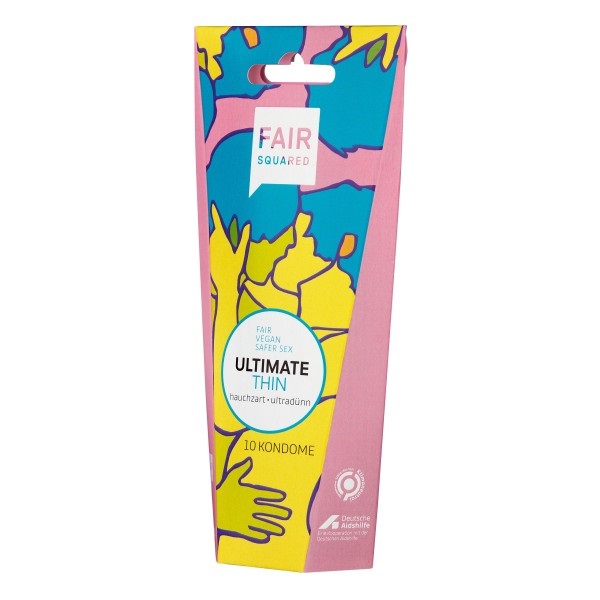Fair Squared Ultimate Thin Preservativi Vegan Fair Trade - 10 pz, Spessore 0,045 mm