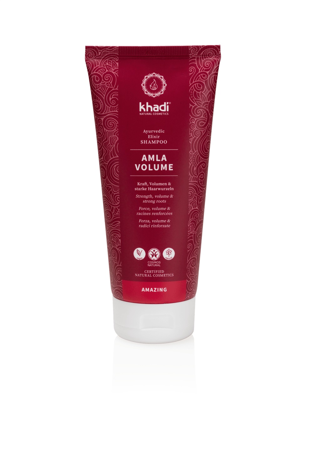 Khadi Amla Volume Shampoo 200 ml - Elisir Ayurvedico Naturale e Vegano, Senza Siliconi, Volume Intenso e Radici Rinforzate