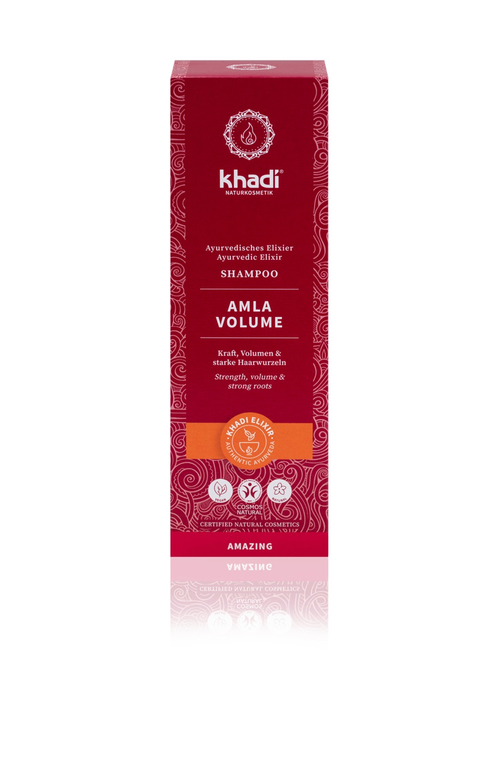 Khadi Amla Volume Shampoo 200 ml - Elisir Ayurvedico Naturale e Vegano, Senza Siliconi, Volume Intenso e Radici Rinforzate