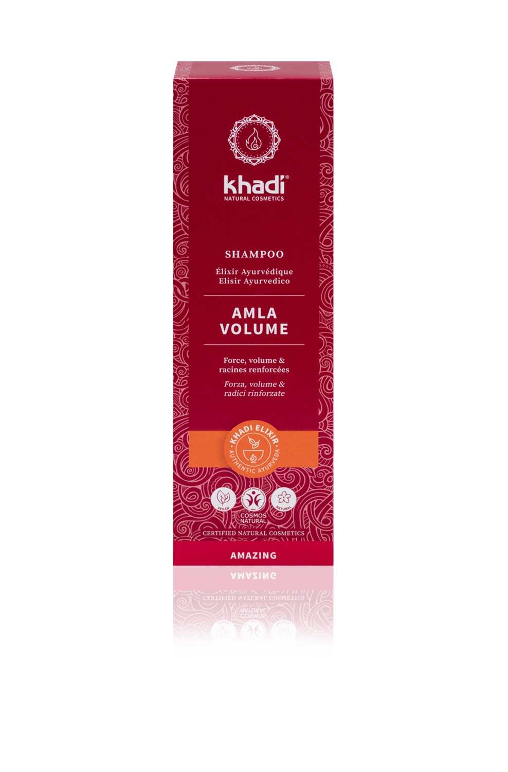 Khadi Amla Volume Shampoo 200 ml - Elisir Ayurvedico Naturale e Vegano, Senza Siliconi, Volume Intenso e Radici Rinforzate