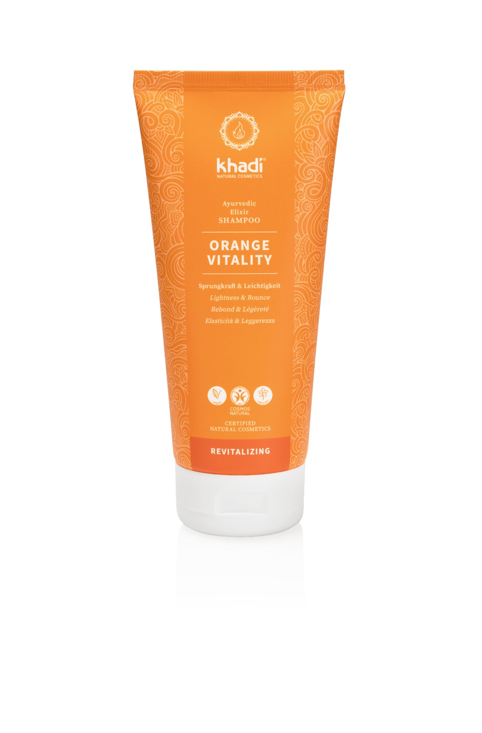 Khadi Orange Vitality Shampoo Elisir Ayurvedico 200 ml - 100% Naturale e Vegano, Senza Siliconi, Deterge e Rivitalizza i Capelli, Dona Elasticità e Volume
