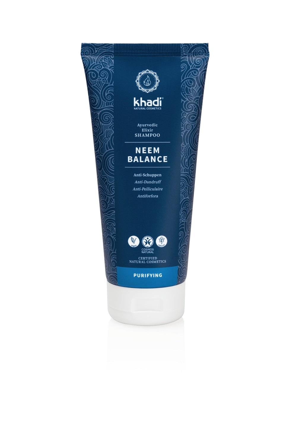 Khadi Neem Balance Shampoo Elisir Ayurvedico 200 ml - 100% Naturale, Vegano, Senza Solfati e Siliconi, Sollievo per Cuoio Capelluto Irritato e Forfora