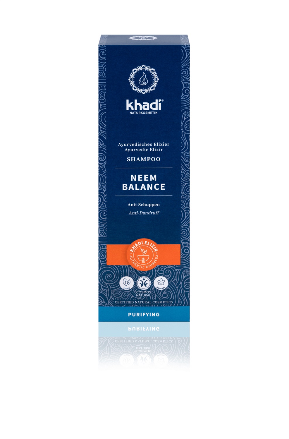 Khadi Neem Balance Shampoo Elisir Ayurvedico 200 ml - 100% Naturale, Vegano, Senza Solfati e Siliconi, Sollievo per Cuoio Capelluto Irritato e Forfora