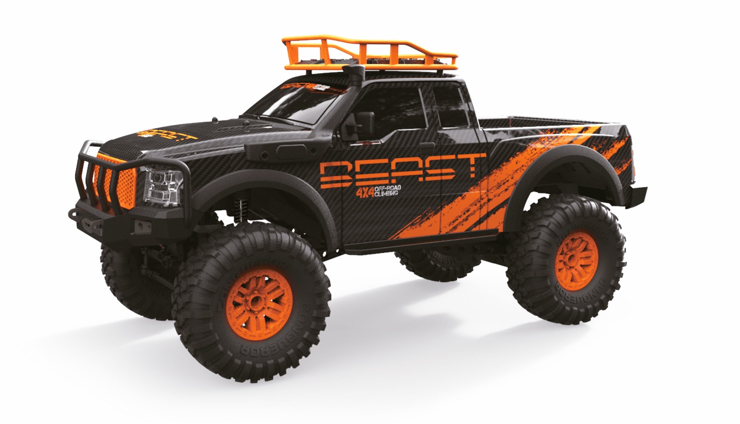 Amewi Dirt Climbing Beast Pick-Up Brushed 1:10 RC Modellauto Elektro Crawler 4WD RtR 2,4 GHz - Nero/Arancione con Pneumatici Oversize