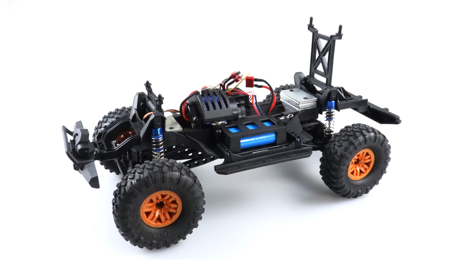 Amewi Dirt Climbing Beast Pick-Up Brushed 1:10 RC Modellauto Elektro Crawler 4WD RtR 2,4 GHz - Nero/Arancione con Pneumatici Oversize