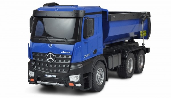 Amewi Mercedes-Benz Arocs 1:14 Camioncino Ribaltabile Elettrico RC Blu con Illuminazione a LED e 10 Canali Controllabili