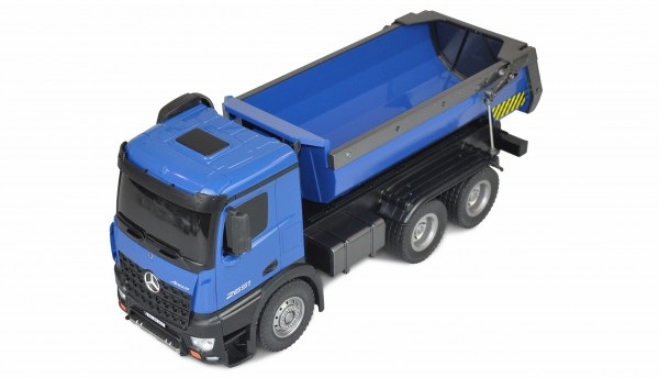 Amewi Mercedes-Benz Arocs 1:14 Camioncino Ribaltabile Elettrico RC Blu con Illuminazione a LED e 10 Canali Controllabili