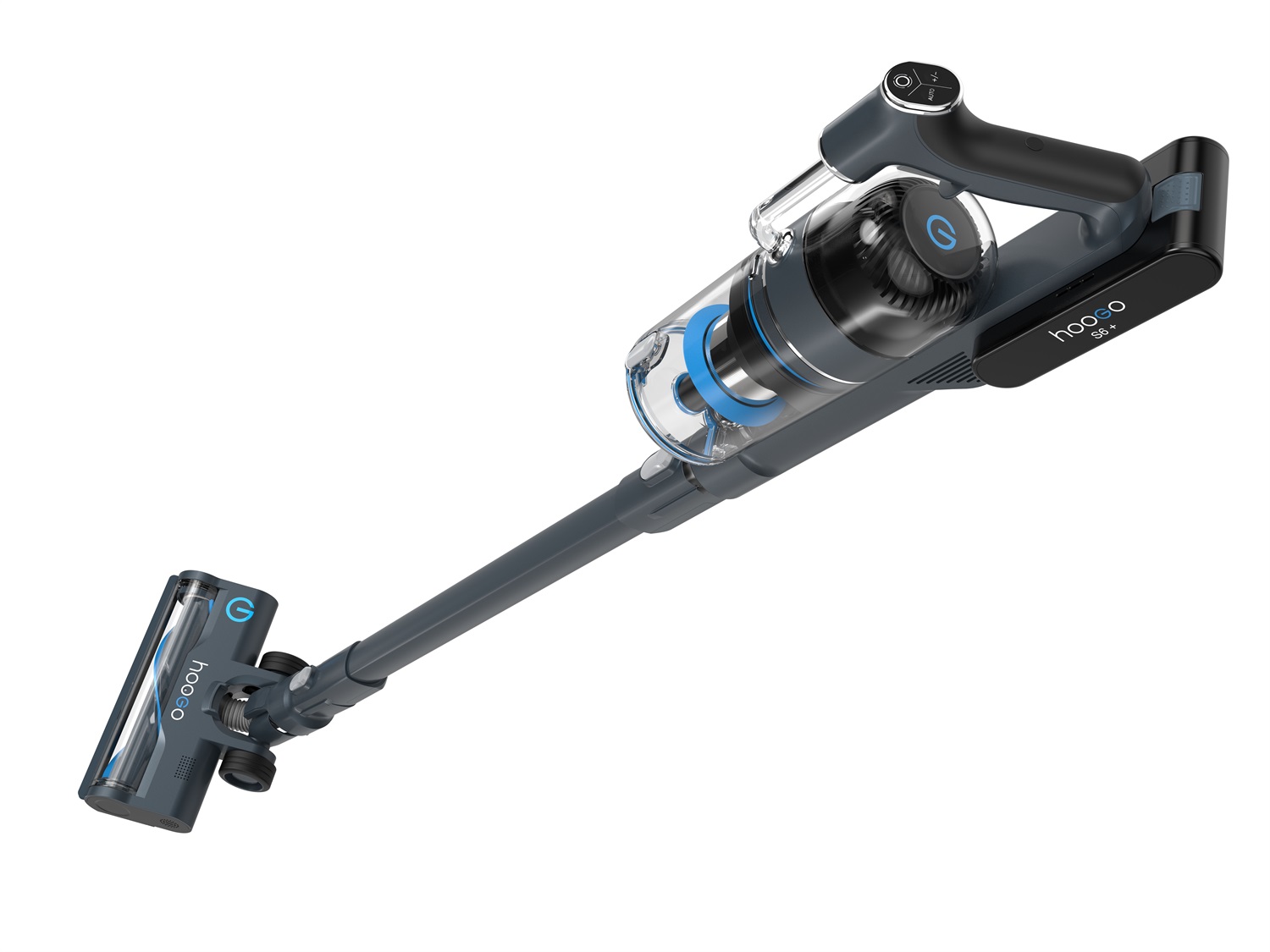 Hoogo Aspirapolvere S6 2 in 1 senza sacchetto e senza fili, autonomia fino a 100 Min, motore digitale 400W, spazzola motorizzata e illuminazione LED