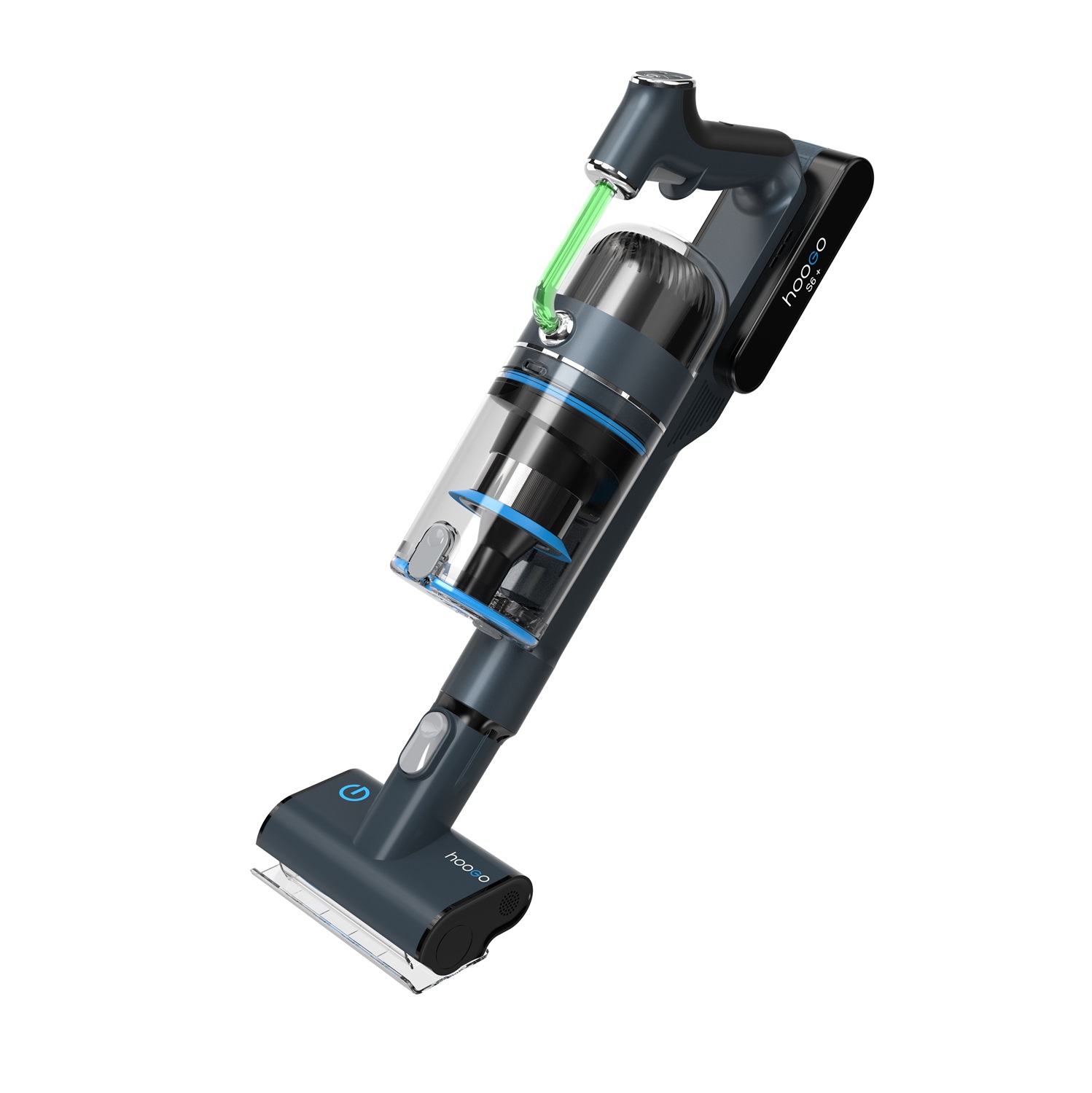 Hoogo Aspirapolvere S6 2 in 1 senza sacchetto e senza fili, autonomia fino a 100 Min, motore digitale 400W, spazzola motorizzata e illuminazione LED