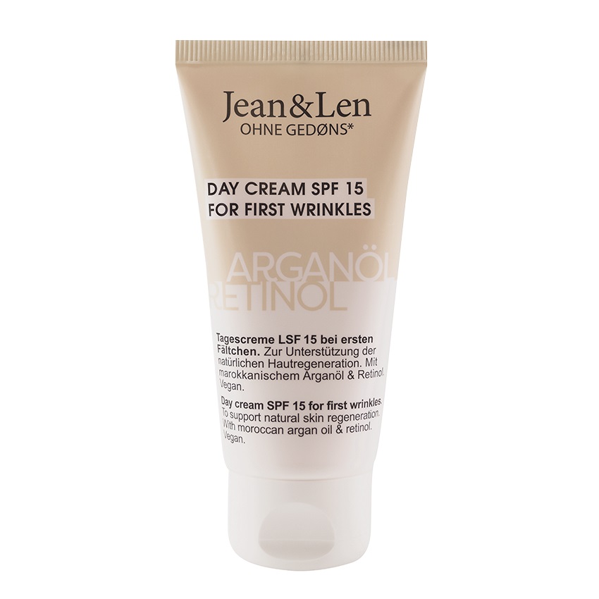 Jean & Len Crema da giorno rigenerante SPF15 con Olio di Argan e Retinolo - Cura le prime rughe, senza parabeni e siliconi, vegana, 50 ml