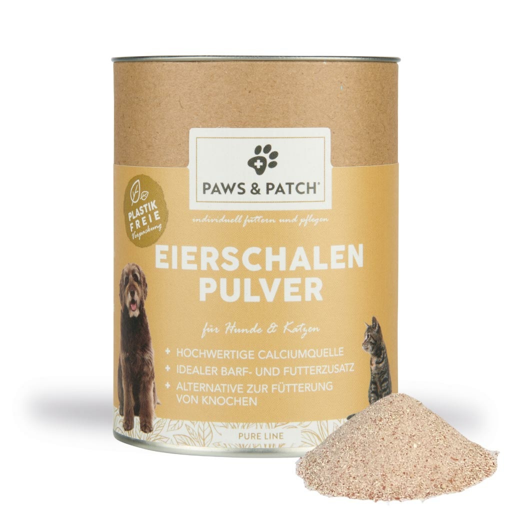 PAWS & PATCH Guscio d'uovo in polvere 350 g - Alimento complementare naturale per cani e gatti, ricco di calcio e minerali