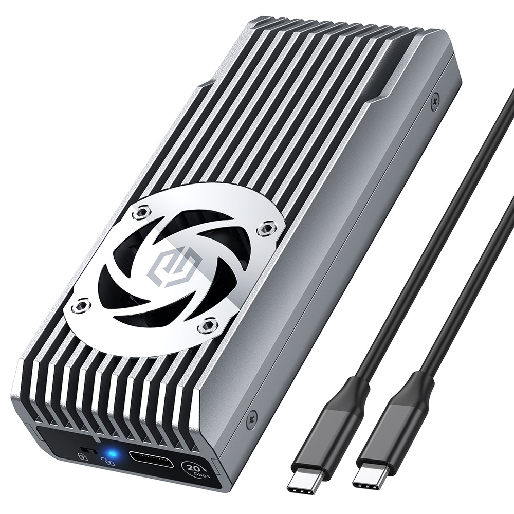 Graugear Custodia Esterno M.2 NVMe con Ventola - 20 Gbit/s, USB-C 3.2, Alluminio