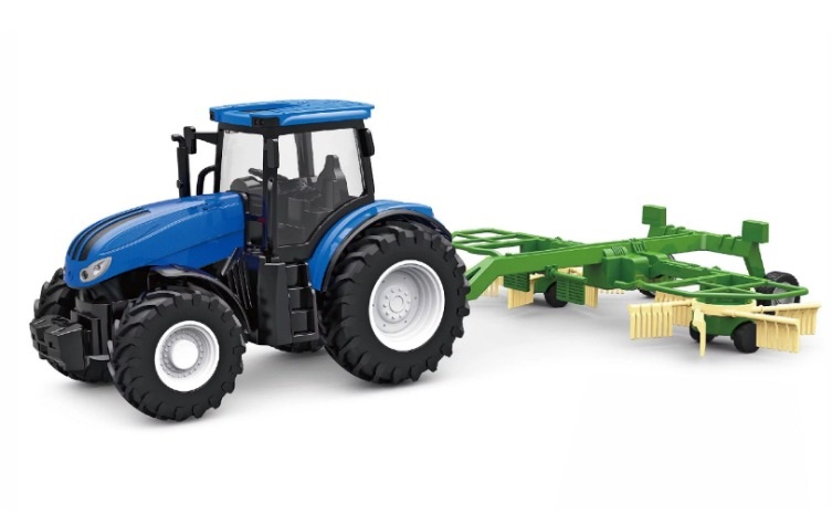 Amewi Tractor RC 1:24 con Andanatore Rotativo, Telecomando, Batteria e Cavo di Ricarica
