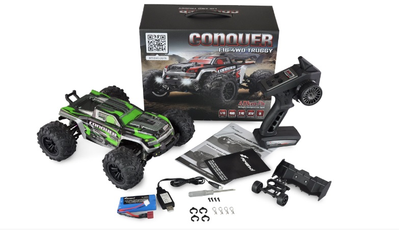 Amewi 22604 Conquer Race Truggy Brushed 40 km/h 4WD 1:16 RTR Verde