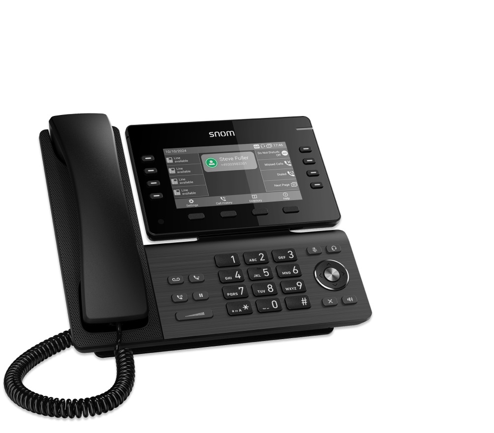 Snom D812 Telefono IP Nero con Display a Colori IPS da 5 Pollici, 8 Pulsanti Programmabili, Porta USB e Custodia Antibatterica