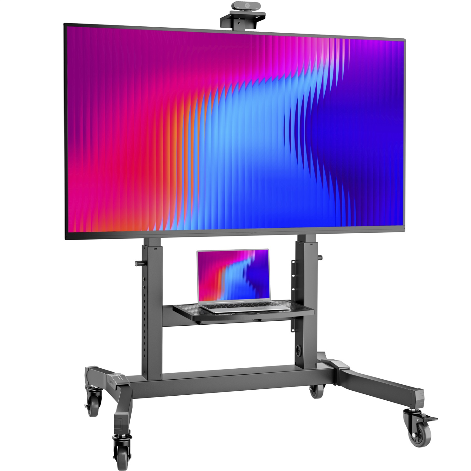 ONKRON Supporto TV Mobile TS1991-B per Schermi da 50 a 100 Pollici, Carico Fino a 130 kg, VESA 200x200-1000x600 mm, in Acciaio con Ruote