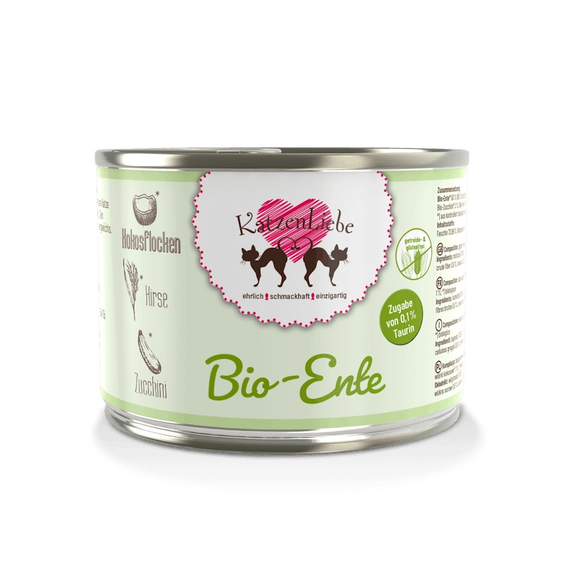 Katzen Liebe Cibo Umido per Gatti con Anatra Biologica e Zucchine Bio - 200 g