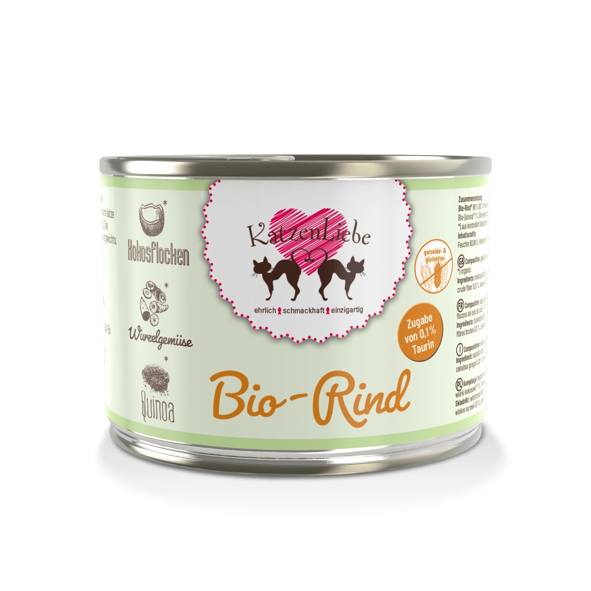 Katzen Liebe Manzo Biologico con Scorzonera Bio - Cibo Umido per Gatti 200 g, Senza Glutine e Additivi Chimici