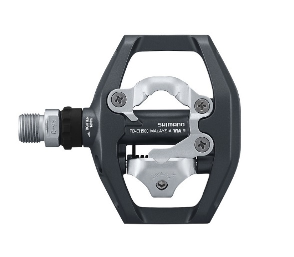 Shimano PD-EH500 Pedali Doppia Funzione SPD/Flat Grigio - Alluminio, Tensione Regolabile, Tacchette Incluse
