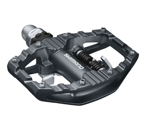 Shimano PD-EH500 Pedali Doppia Funzione SPD/Flat Grigio - Alluminio, Tensione Regolabile, Tacchette Incluse