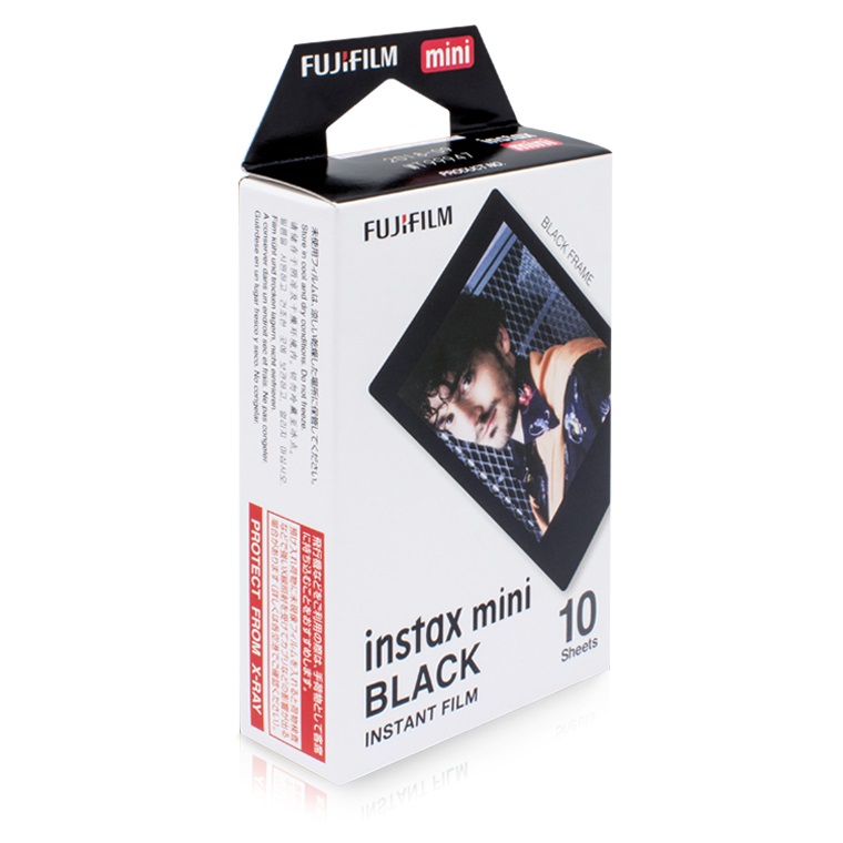 Fujifilm Instax Mini Pellicola Istantanea Nero - Confezione da 10 Foto, Formato 46x62 mm