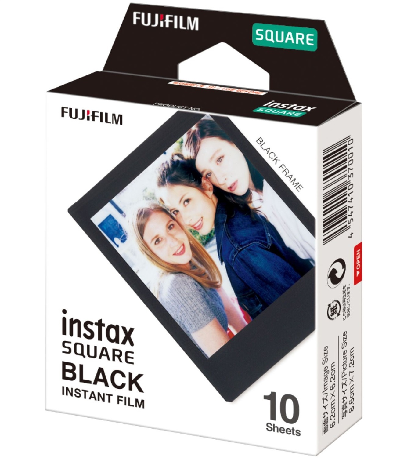 Fujifilm Instax Square Black Frame - Pellicola Istantanea Quadrata 62x62 mm, Confezione da 10 Foto con Bordo Nero