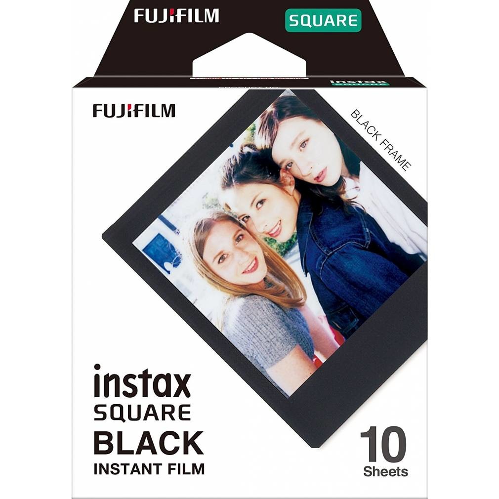 Fujifilm Instax Square Black Frame - Pellicola Istantanea Quadrata 62x62 mm, Confezione da 10 Foto con Bordo Nero