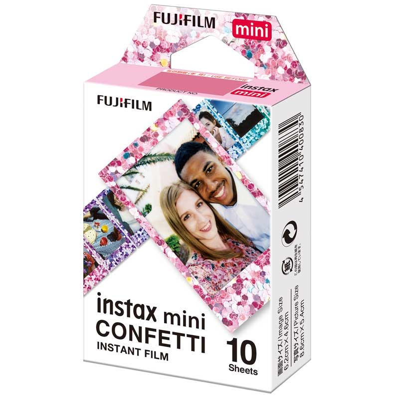 Fujifilm Instax Mini Confetti - Pellicola Istantanea 10 pz 54 x 86 mm con Bordo Colorato