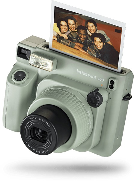 Fujifilm Instax Wide 400 - Fotocamera Istantanea Analogica Verde con Flash Automatico e Autoscatto