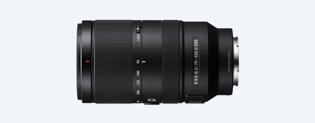Sony E 70-350mm f/4.5-6.3 G OSS - Teleobiettivo zoom per fotocamere APS-C con attacco E-mount, equivalente a 105-525mm, ideale per sport e natura