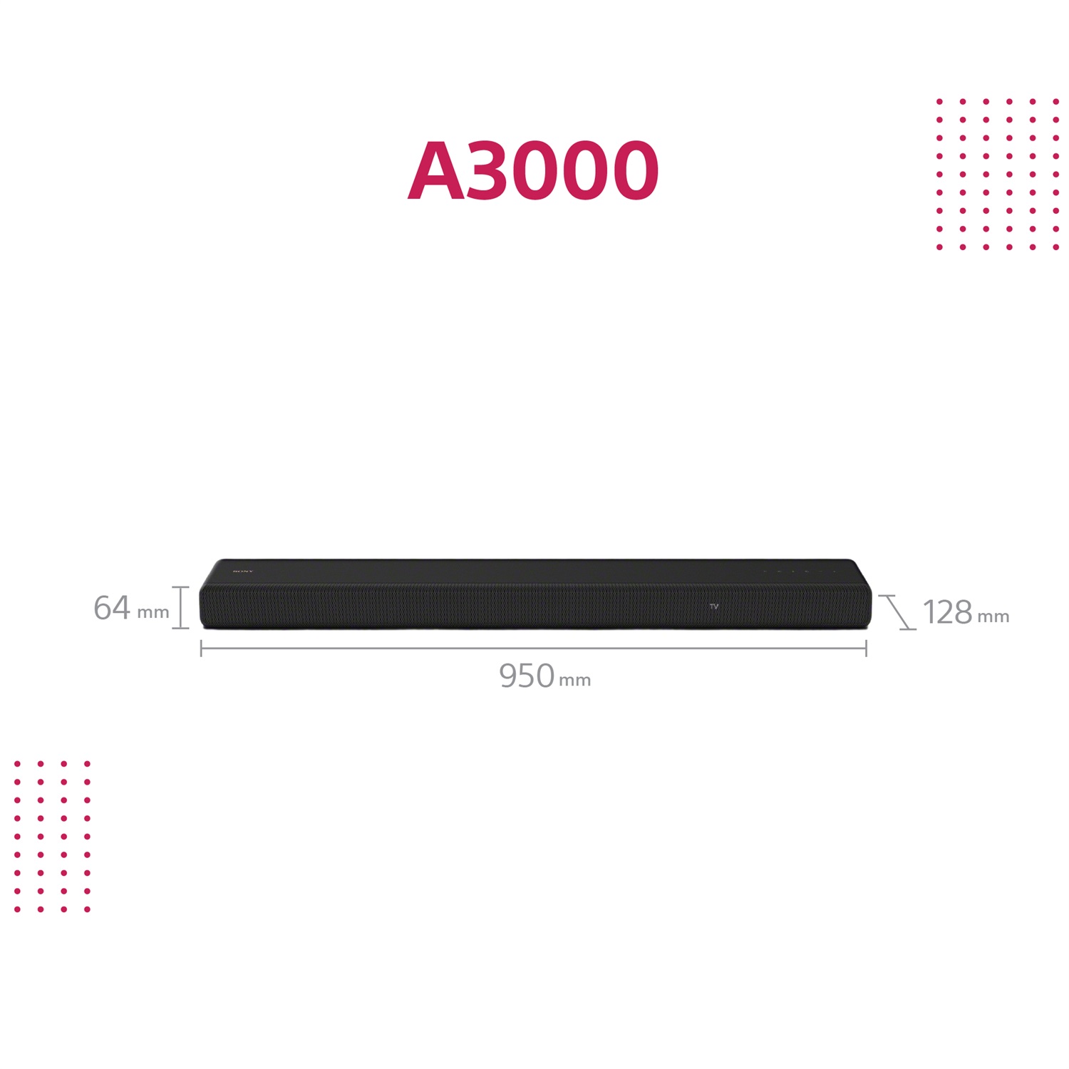 Sony HT-A3000 - Soundbar TV Dolby Atmos 3.1 Canali con Doppio Subwoofer Integrato, Bluetooth, Controllo Vocale e 360 Spatial Sound Mapping