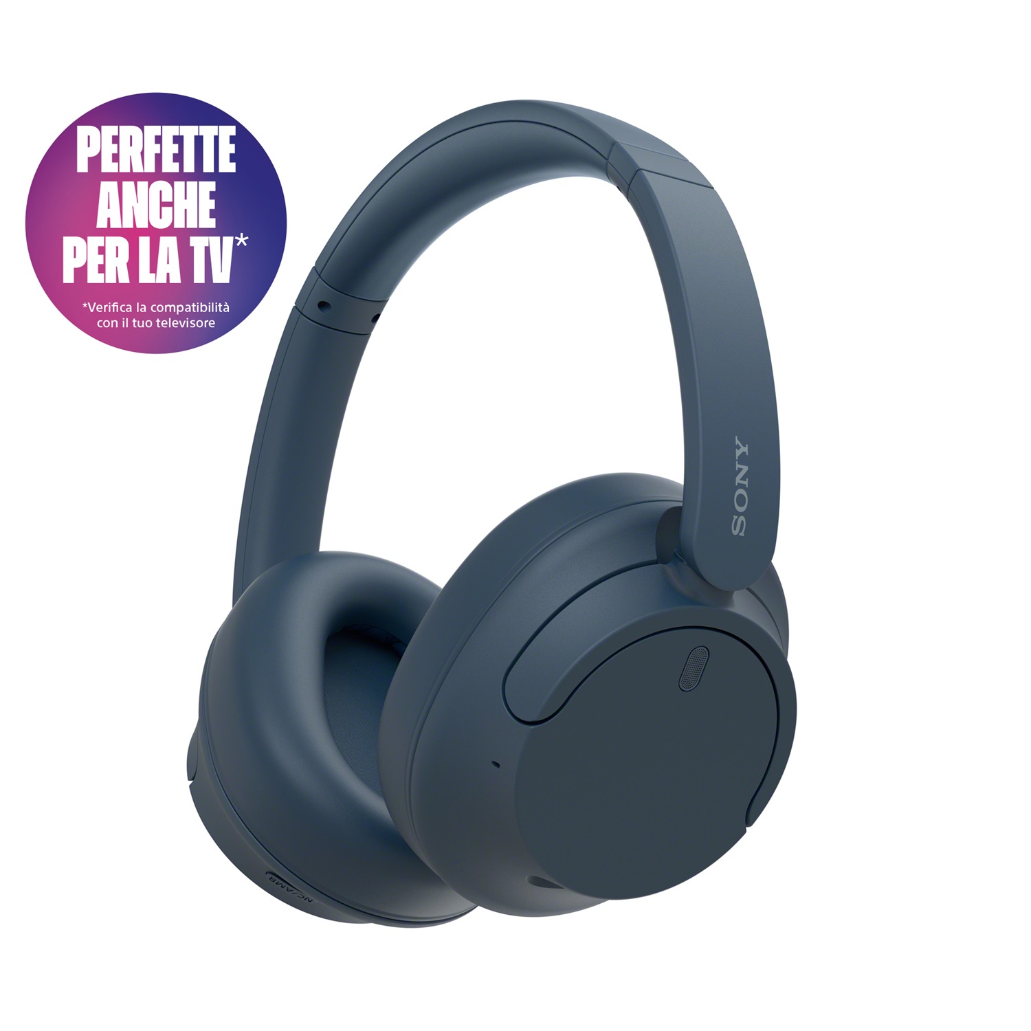 Sony WH-CH720N Cuffie Wireless Bluetooth con Cancellazione del Rumore, Microfono, USB-C, Durata Batteria Fino a 35 Ore, Colore Blu