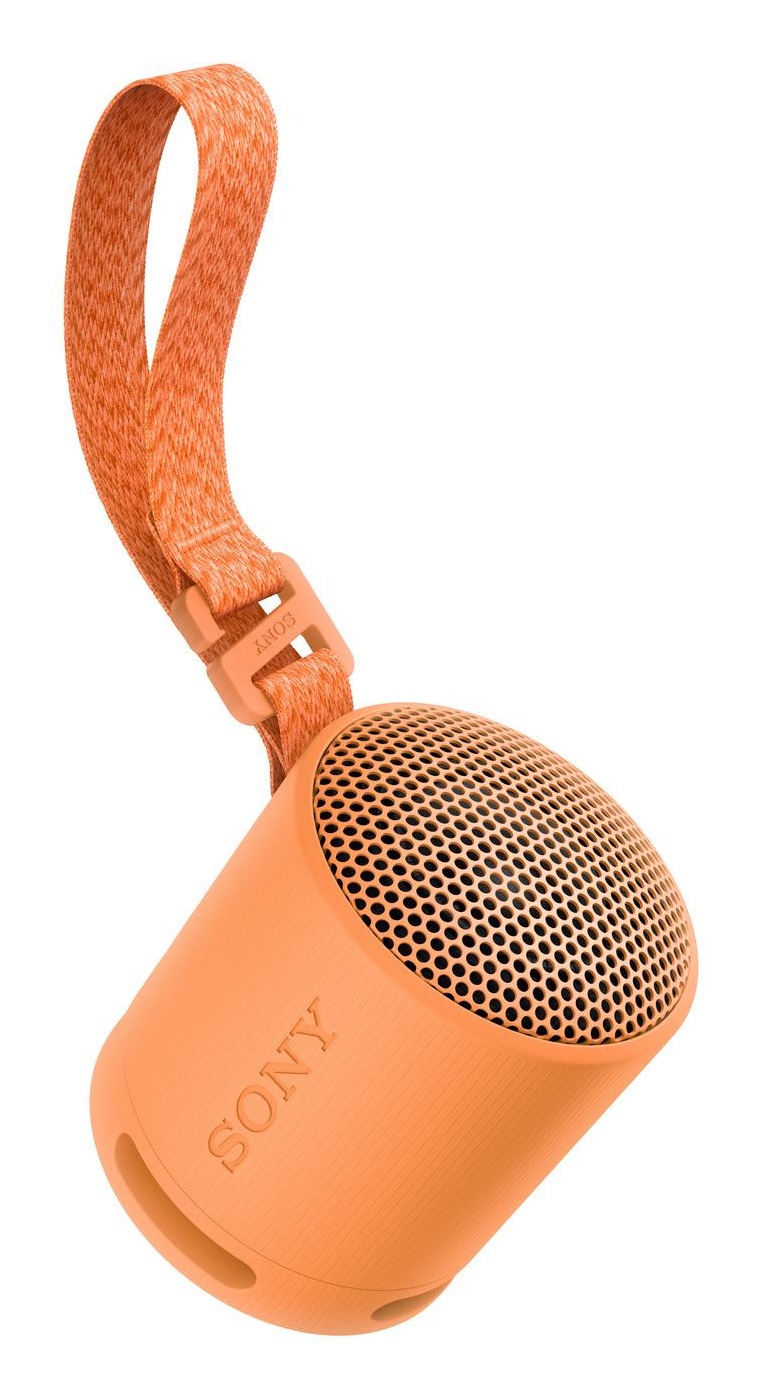 Sony SRS-XB100 - Speaker Wireless Bluetooth Portatile, Leggero, Compatto, da Esterno, Resistente IP67, Batteria da 16 ore, Cinturino Versatile, Chiamate in Vivavoce - Arancio